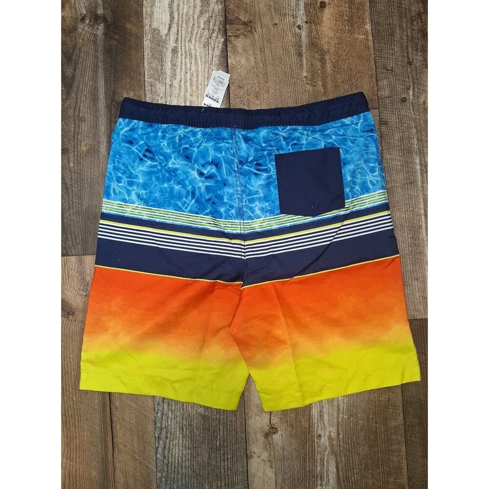 NWT! Boys Lands' End Multi-Mixed Stripe Printed Swim Trunks, XXL Husky (18H-20H)